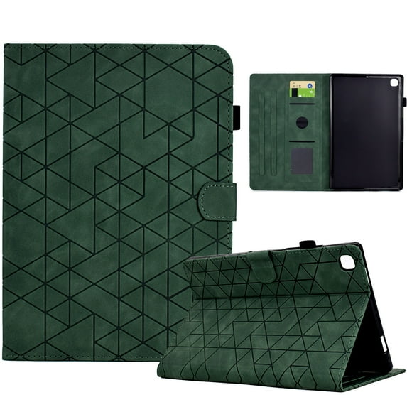Embossed Folio Flip Smart Case Cover for Samsung Galaxy Tab S6 Lite 10.4" 2020 / 2022 / 2024, Premium PU Leather Kickstand Card Slots Magnetic Auto Sleep / Wake with Pen Slot Case, Green