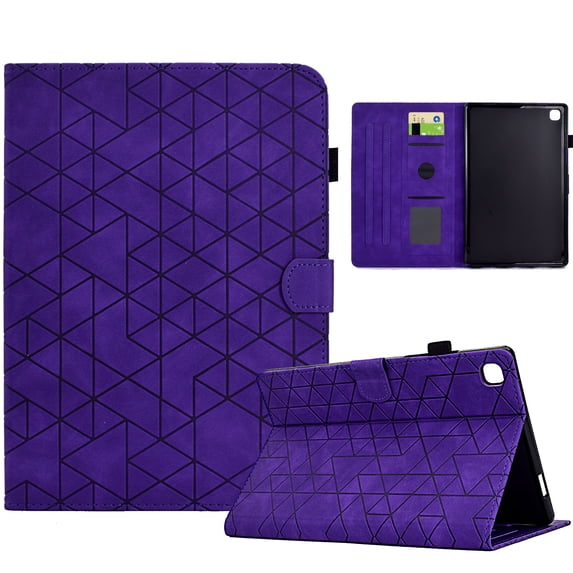 Embossed Folio Flip Smart Case Cover for Samsung Galaxy Tab S6 Lite 10.4" 2020 / 2022 / 2024, Premium PU Leather Kickstand Card Slots Magnetic Auto Sleep / Wake with Pen Slot Case, Purple