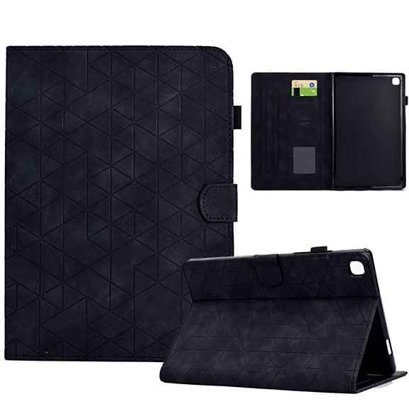Embossed Folio Flip Smart Case Cover for Samsung Galaxy Tab S6 Lite 10.4" 2020 / 2022 / 2024, Premium PU Leather Kickstand Card Slots Magnetic Auto Sleep / Wake with Pen Slot Case, Black