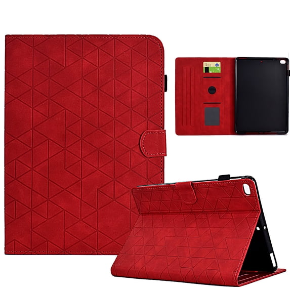 Embossed Folio Flip Smart Case Cover for iPad mini 1/2/3/4/5, Premium PU Leather Kickstand Card Slots Magnetic Auto Sleep / Wake with Pen Slot Case for iPad mini 1/2/3/4/5, Red