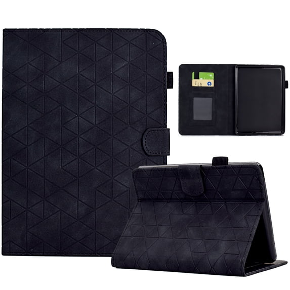 Embossed Folio Flip Smart Case for Kindle Paperwhite (11th Generation) 2021, Premium PU Leather Kickstand Card Slots Magnetic Auto Sleep / Wake with Pen Slot Case for Paperwhite 2021, Black