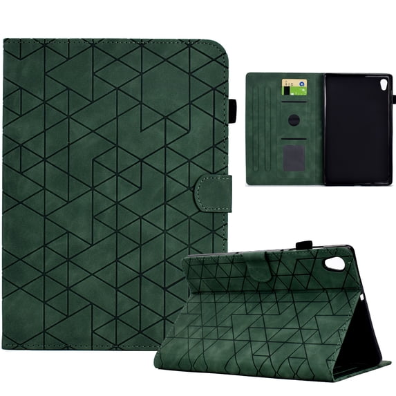 Embossed Folio Flip Smart Case for Lenovo Tab M10 HD Gen 2 2020 TB-X306X, Premium PU Leather Kickstand Card Slots Magnetic Auto Sleep / Wake with Pen Slot Case for Tab M10 HD Gen 2 2020, Green