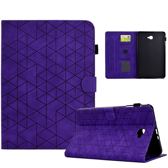 Embossed Folio Flip Smart Case for Samsung Galaxy Tab A 10.1" 2016 SM-T580/SM-T585, Premium PU Leather Kickstand Card Slots Magnetic Auto Sleep / Wake with Pen Slot Case for Tab A 10.1" 2016, Purple
