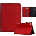 thumbnail image 1 of Embossed Folio Flip Smart Case for Samsung Galaxy Tab A9 8.7" 2023 SM-X110 / SM-X115, Premium PU Leather Kickstand Card Slots Magnetic Auto Sleep / Wake with Pen Slot Case for Tab A9 2023, Red, 1 of 5