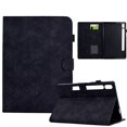 thumbnail image 1 of Embossed Folio Flip Smart Case for Samsung Galaxy Tab S9 11.0" 2023, Premium PU Leather Kickstand Card Slots Magnetic Auto Sleep / Wake with Pen Slot Case for Tab S9 FE 10.9" 2023, Black, 1 of 5