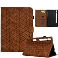 thumbnail image 1 of Embossed Folio Flip Smart Case for Samsung Galaxy Tab S9 11.0" 2023, Premium PU Leather Kickstand Card Slots Magnetic Auto Sleep / Wake with Pen Slot Case for Tab S9 FE 10.9" 2023, Brown, 1 of 5