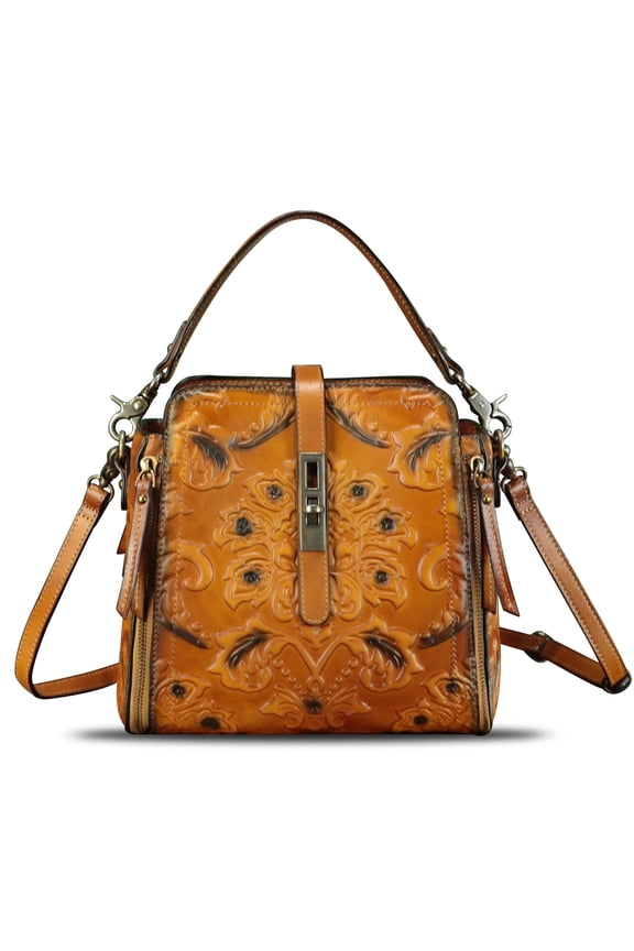 Embossed Genuine Leather Purses and Handbags Women Shoulder Bag Crossbody Bag