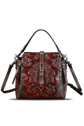 Embossed Genuine Leather Purses and Handbags Women Shoulder Bag Crossbody Bag