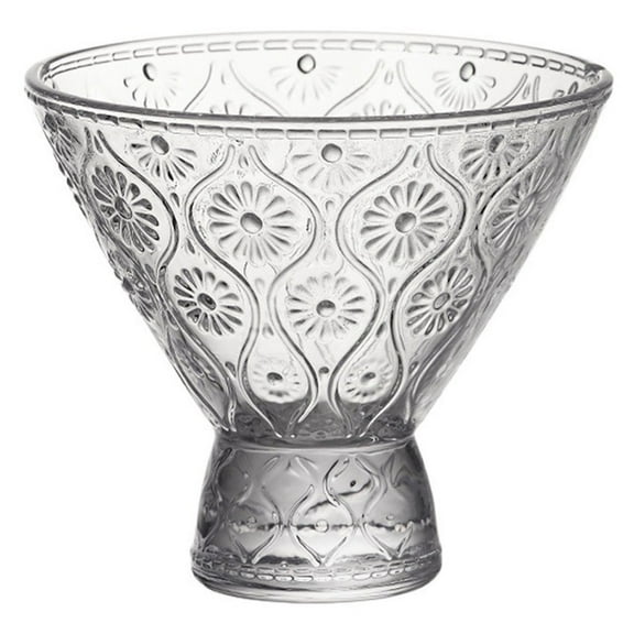 Embossed Glass Dessert Bowl Footed Trifle Bowl Ice Cream Bowl Serving Bowl for Fruit, Salad, Snack