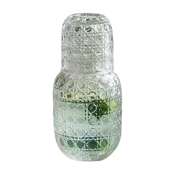 Ice Tea Pitcher Set Embossed Glass Pitcher And Cup Set, Cup Acts As Lid, 540ml Pitcher ...
