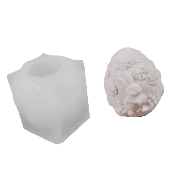 Embossed Hare Easter Eggs Shape Silicone Mold Heat Resistant for Resin Casting Soap Chocolate Cake Baking Tool