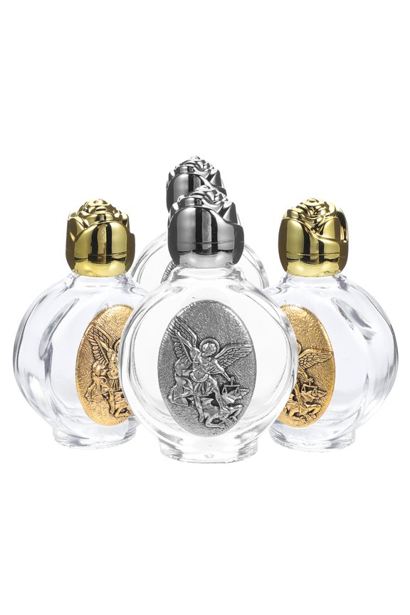 Glass Metal Embossed Holy Water Bottles Assorted Color for Daily Use 4Pcs