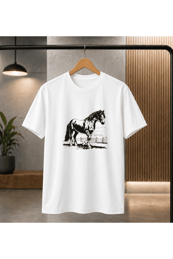 Embossed Horse T-Shirt - Minimalist Equestrian Graphic T-shirt, for men & women, S-5XL