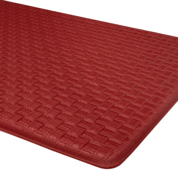 Embossed Kitchen Mats Cushioned Anti Fatigue, Non-Slip Leather-Like Kitchen Floor Mat, Eco-Friendly PVC Foam, Waterproof Anti-Fatigue Mat for Kitchen, Office, Sink, Laundry, 18" W 30" L, Burgundy