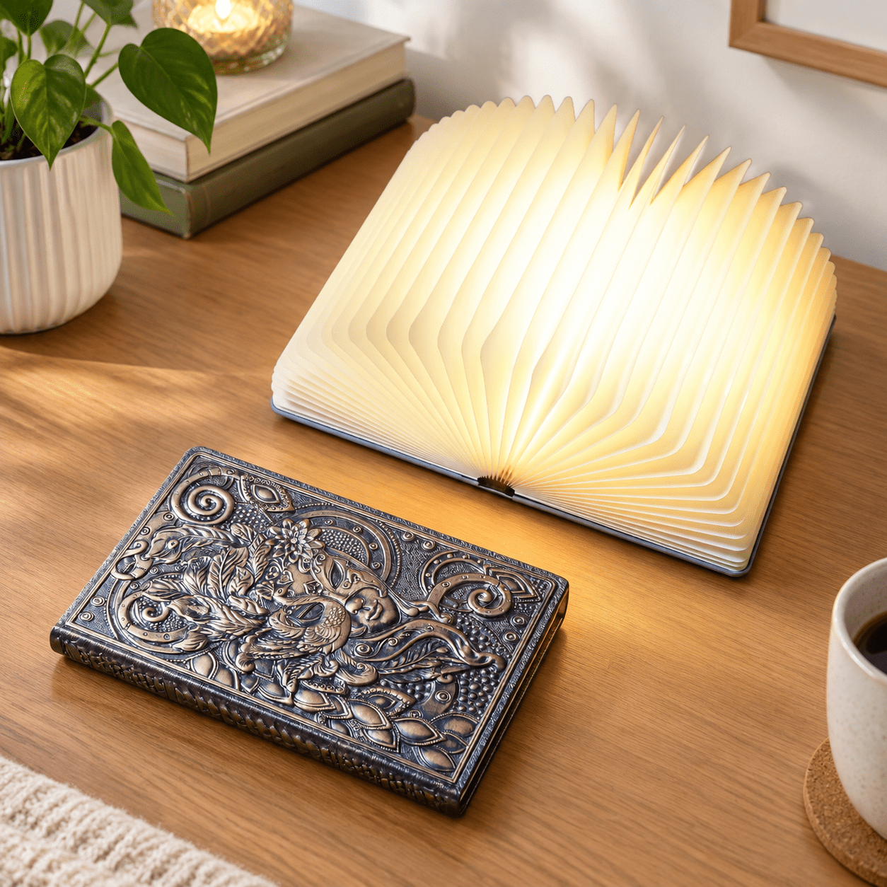 Embossed LED Book Light, Bronze-Colored, 9.65 x 6.18 x 1.18 Inches ...