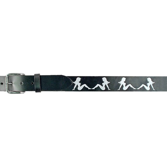 Embossed Lady Silhouette Leather Belt - Small