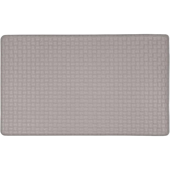 Embossed Leather Like Doormat/Bathroom Anti Fatigue Mat for Kitchen Floor 20" x 39" | Light Gray Color Cushioned High Dense Foam Design | Non Slip Backing Quick Water Absorbent Thick Soft Plush