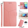 thumbnail image 1 of Embossed Leather Wallet Case for Google Pixel 7A, Premium PU Leather Wrist Hand Strap Card Slots Holder Flip Folio Cover with Kickstand Magnetic Clasp Anti-Fingerprints Case,Rosegold, 1 of 12