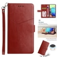 thumbnail image 1 of Embossed Leather Wallet Case for Google Pixel 8, Premium PU Leather Wrist Hand Strap Card Slots Holder Flip Folio Cover with Kickstand Magnetic Clasp Anti-Fingerprints Case,Brown, 1 of 12