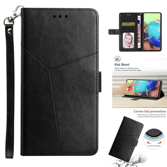 Embossed Leather Wallet Case for Motorola Moto G Stylus 5G(2023), Premium PU Leather Wrist Hand Strap Card Slots Holder Flip Folio Cover with Kickstand Magnetic Clasp Anti-Fingerprints Case,Black