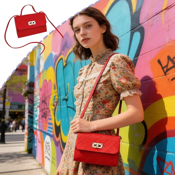Embossed Mini Square Crossbody Or Shoulder Bag, PU Leather, Classic Quilted Design, Metal Lock Clasp, Compact Everyday Tote For Phone Keys Lipstick, Multiple Colors, 17×12×6 Cm, Lightweight Stylish