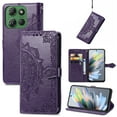 thumbnail image 1 of Embossed PU Leather Wallet Phone Case for Moto G Power (2025),Full Protection Magnetic Clasp Flip Stand Card Slots Shockproof Protective Cover with Hand Strap For Moto G Power (2025),Purple, 1 of 9