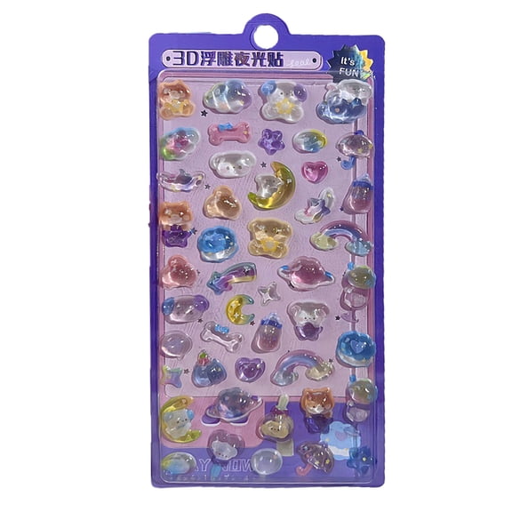Embossed PVC Sticker Night Glowing Sticker for Children Bedroom Wall Door Scrapbooking Journal Planner Phone Case