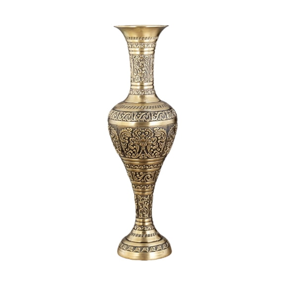 Embossed Pattern Antique Tall Metal Vases Retro Decors for Modern Interior Styling Centerpieces Flower Arrangements Pots