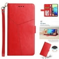 thumbnail image 1 of Embossed Pattern Wallet Case for Motorola Moto G (2025), Premium PU Leather Wrist Hand Strap Purse Cover with Card Slots Flip Kickstand Magnetic Clasp Shockproof Protection Case, Red, 1 of 7