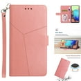 thumbnail image 1 of Embossed Pattern Wallet Case for iPhone 15 Pro Max, Premium PU Leather Wrist Hand Strap Card Slots Holder Flip Folio Cover with Kickstand Magnetic Clasp Shockproof Protection Case - Rosegold, 1 of 8