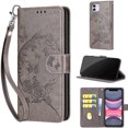 thumbnail image 1 of Embossed Pattern Wallet Case for iPhone 8 Plus / iPhone 7 Plus, Flip PU Leather Case with Card Holder Wrist Strap, Full Body Shockproof Stand Folio Cover for iPhone 8 Plus / iPhone 7 Plus, S3grey, 1 of 11