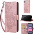 thumbnail image 1 of Embossed Pattern Wallet Case for iPhone 8 Plus / iPhone 7 Plus, Flip PU Leather Case with Card Holder Wrist Strap, Full Body Shockproof Stand Folio Cover for iPhone 8 Plus / iPhone 7 Plus, S4rosegold, 1 of 11