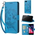 thumbnail image 1 of Embossed Pattern Wallet Case for iPhone SE 2022 & 2020, Flip Luxury PU Leather Case with Card Holder Wrist Strap, Full Body Shockproof Protection Stand Folio Cover for iPhone 7 / iPhone 8, S3blue, 1 of 11