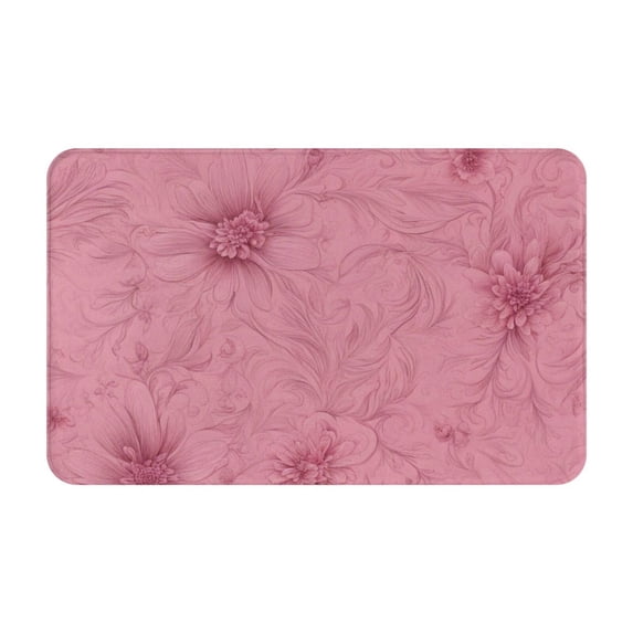 Embossed Pink Floral Rugs Washable Cover Floor Rug Carpets Home Decorations for Bathroom Kitchen Bedroom Indoor 31.5x20 inch