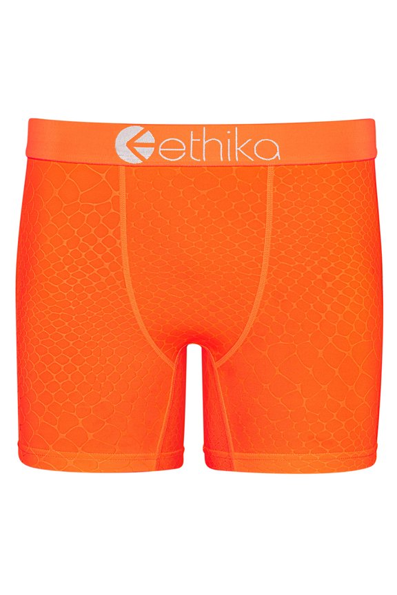 Embossed Python - Orange | Mens Mid Embossed Python