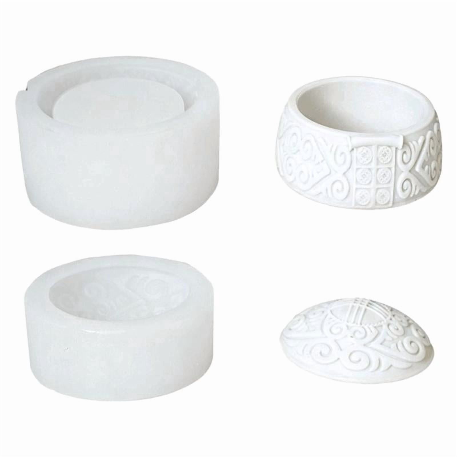 Embossed Resin Jar Molds with Lid Silicone Candle Cup Mould for Epoxy Resin Candle Holder Storage Jar Chocolate Baking