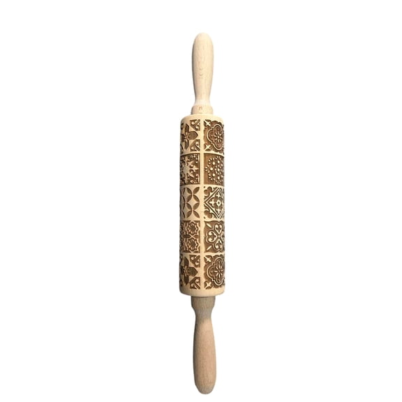 Embossed Rolling Pin with Window Pattern, Textured Rolling Pin for Dough and Fondant, Perfect for Baking Cakes, Bread, and Pastries, Easy to Use for Home Bakers