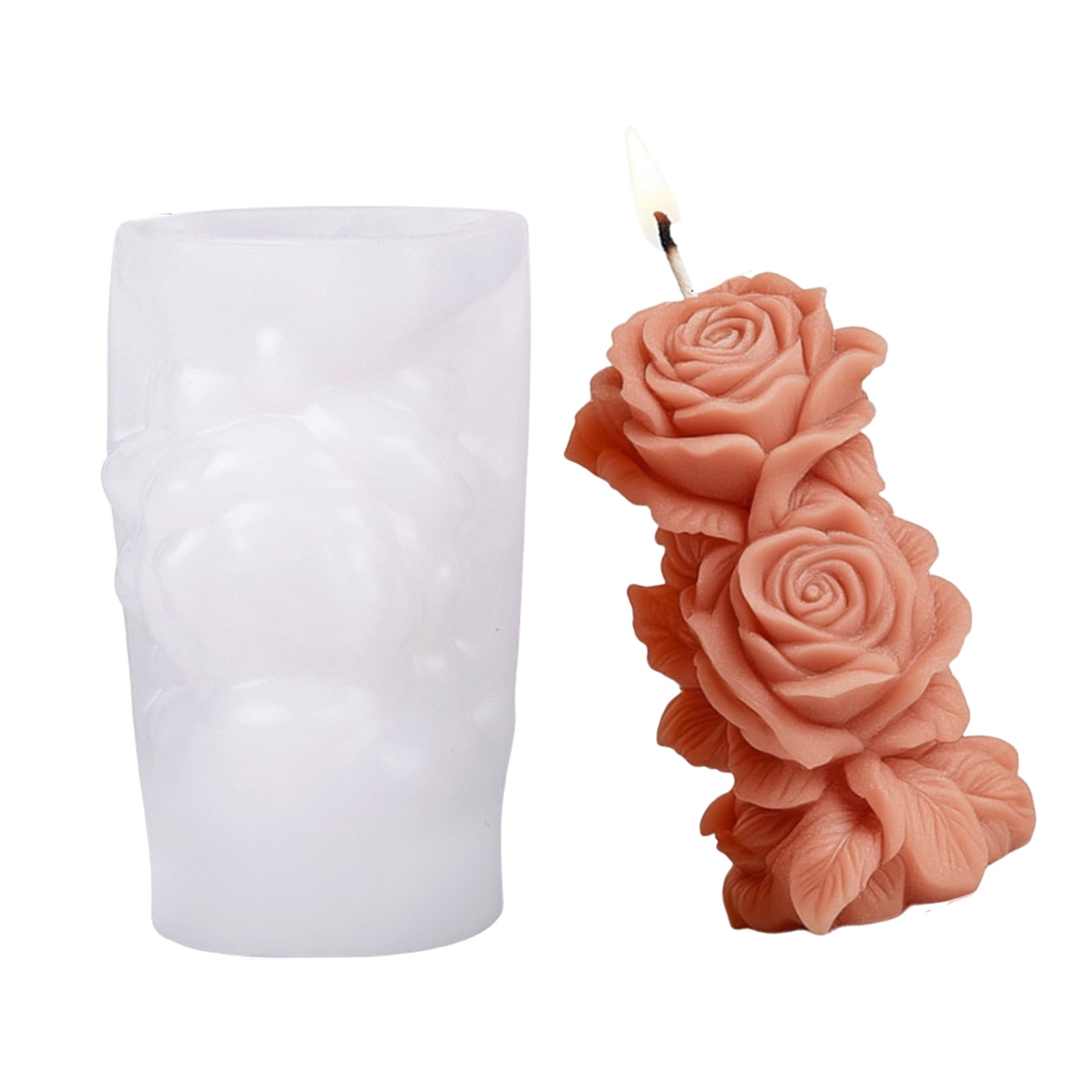 Embossed Rose Cylinder Shape Silicone Molds for Handmade Soap Gypsum ...