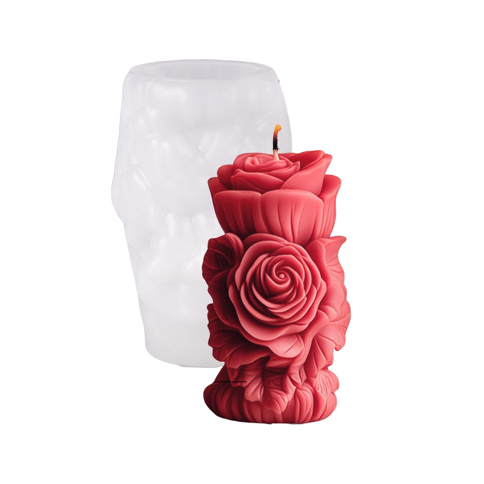 Embossed Rose Cylinder Shape Silicone Molds for Handmade Soap Gypsum ...