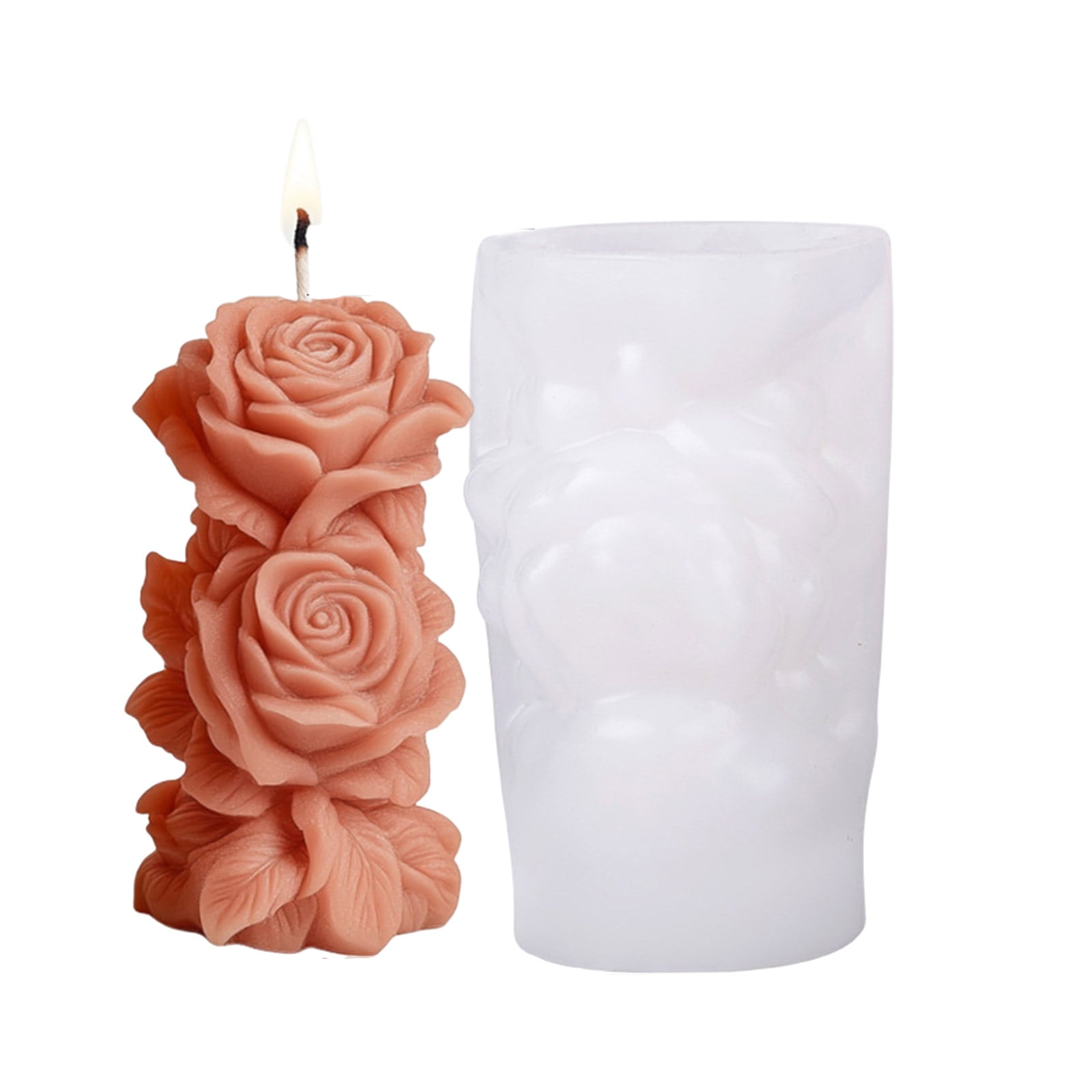 Embossed Rose Cylinder Shape Silicone Molds for Handmade Soap Gypsum ...