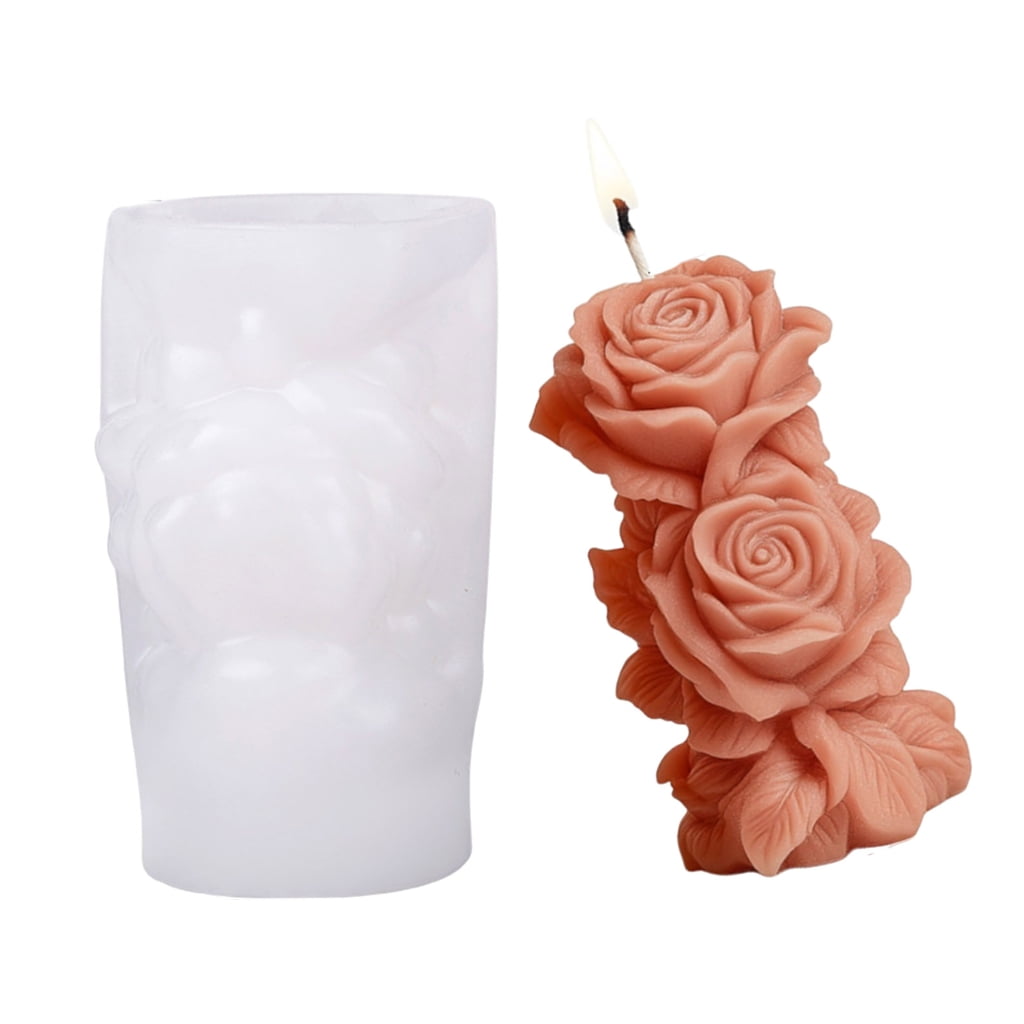 Embossed Rose Flower Cylinder Silicone Candle Molds for Epoxy Resin ...
