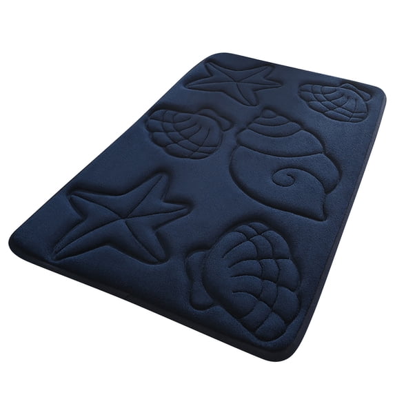 Embossed Seashell Bath Mat Soft Velvet Absorbent Non-Slip Bathroom Rug, D