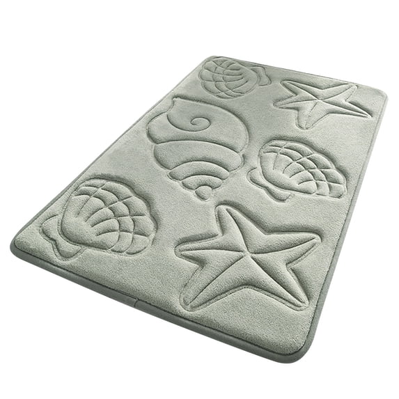 Embossed Seashell Bath Mat Soft Velvet Absorbent Non-Slip Bathroom Rug, J