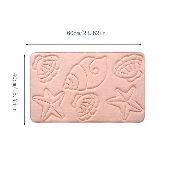 Embossed Seashell Starfish Bath Mat 16x24 in Soft Velvet Absorbent Bathroom Rug Non Slip Beach Theme Shower Floor Door Mat