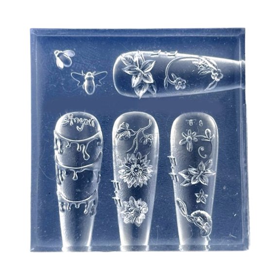 Embossed Silicone Nails Art Mould Reusable Flexible Craft Tool For Resin Jewelry Phone Case Decoration