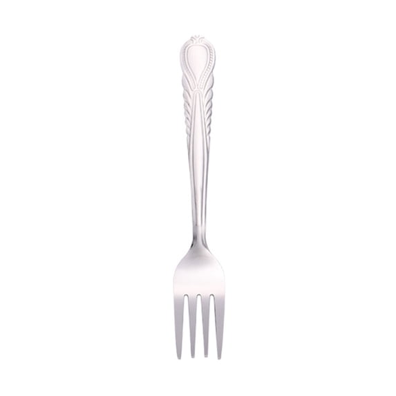 Embossed Stainless Steel Dinner Fork, 7.13X0.94 inch Four Tine Table Cutlery, Household Dining Utensil, Decorative Handle Table Fork, Reusable Eating Tool, Kitchen Meal Serving Silverware