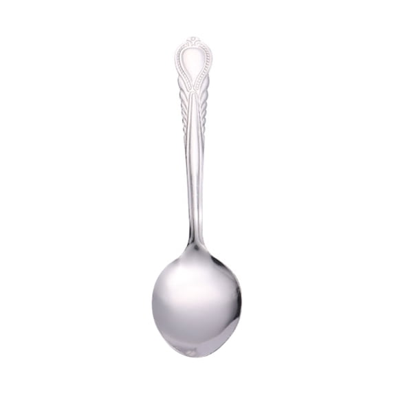 Embossed Stainless Steel Soup Spoon, 7.13X1.61 inch Round Bowl Table Cutlery, Household Dinner Utensil, Decorative Handle Dining Spoon, Reusable Eating Tool, Kitchen Meal Serving Silverware
