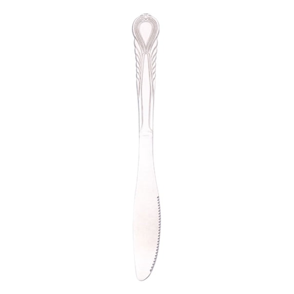 Embossed Stainless Steel Steak Knife, 8.43X0.75 inch Serrated Table Cutlery, Household Dinner Utensil, Decorative Handle Table Knife, Reusable Dining Tool, Kitchen Food Serving Silverware