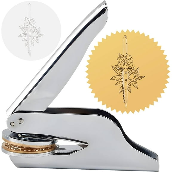 Embossed Stamp Flower Book Ex Libris Library 1.6in Stainless Steel Seal Stamper Hand Held Embosser Bookish Teacher Notary