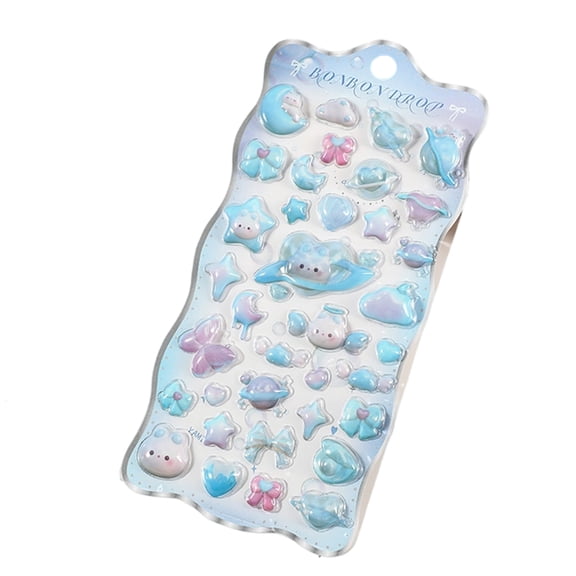 Embossed Sticker Adhesive PVC Resin Sticker For Kids Art Craft Water Bottle Notebook Journal Phone Case Laptop
